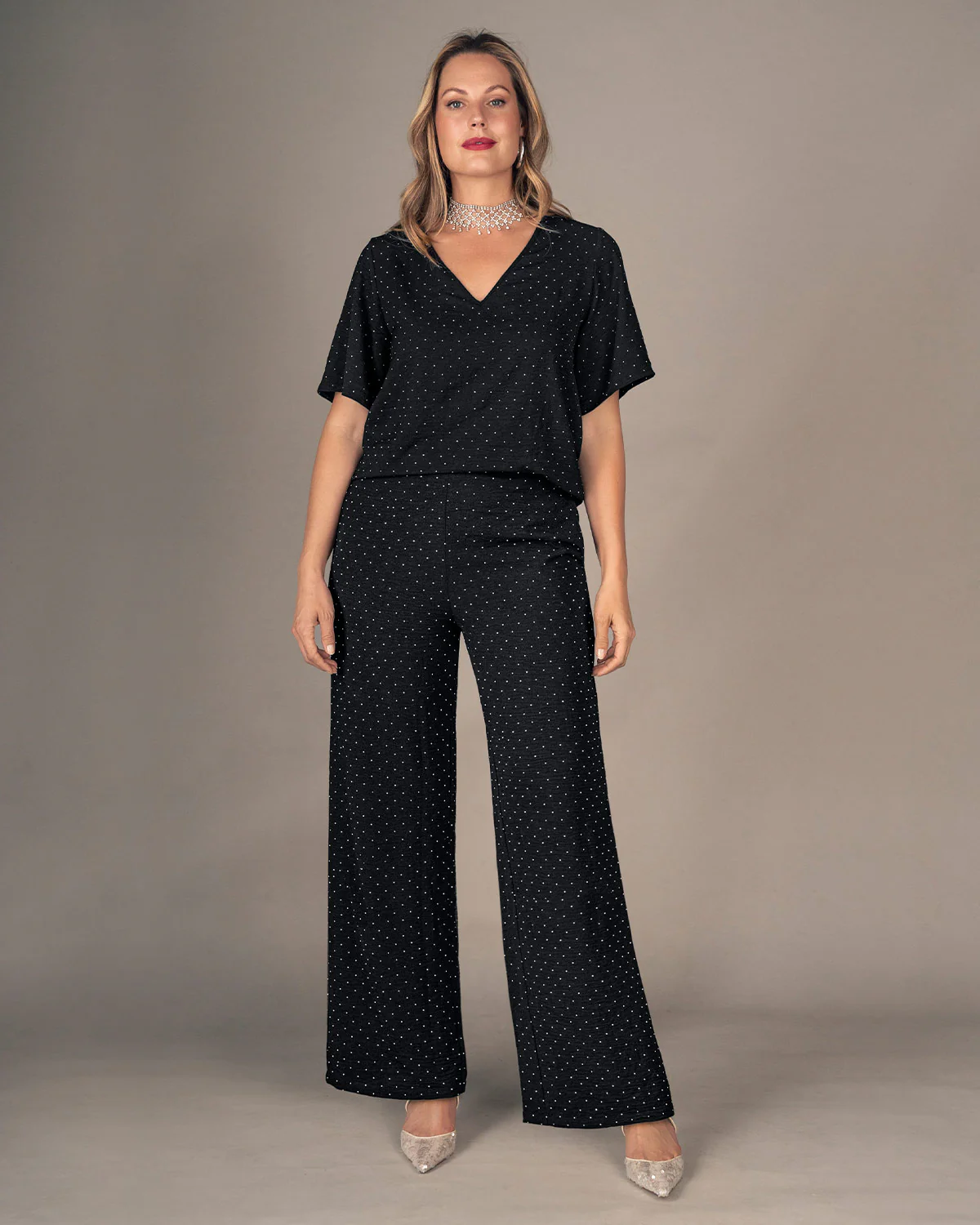 Blusa manga corta con apliques brillantes - Image 3