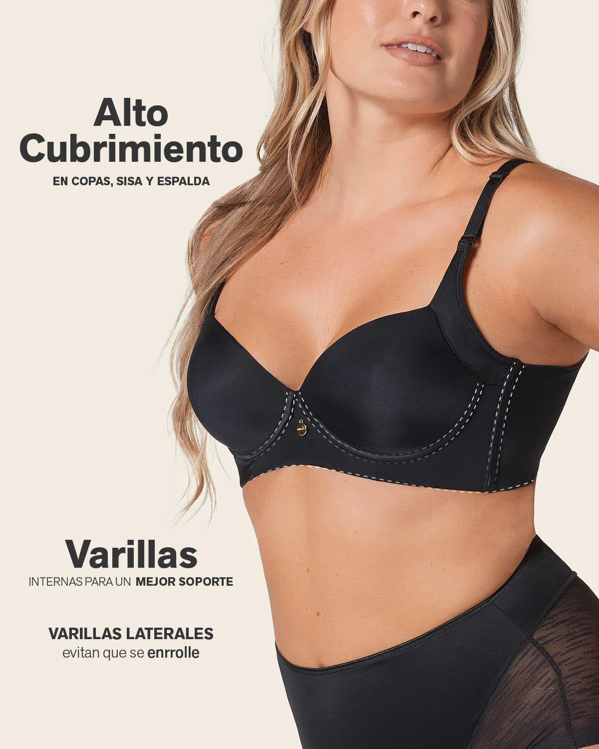 Brasier de cubrimiento alto en sisa y espalda Cover Bra - Image 11