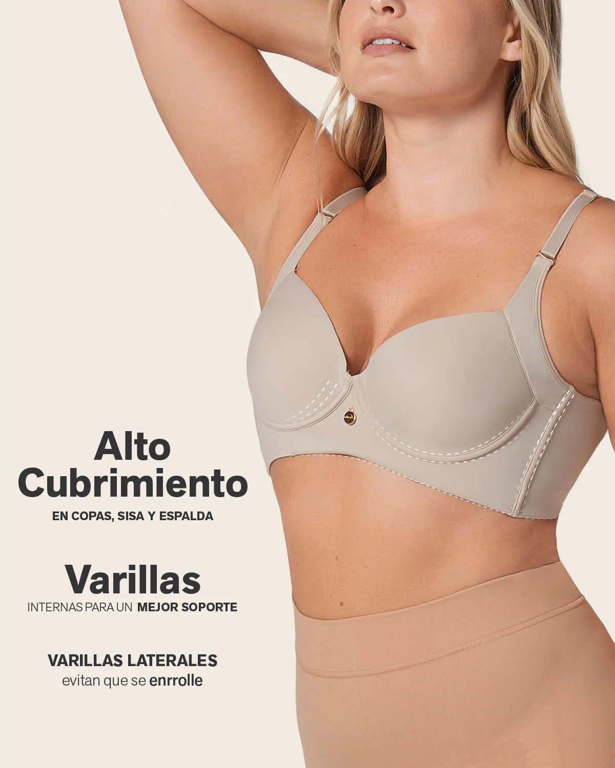 Brasier de cubrimiento alto en sisa y espalda Cover Bra - Image 27