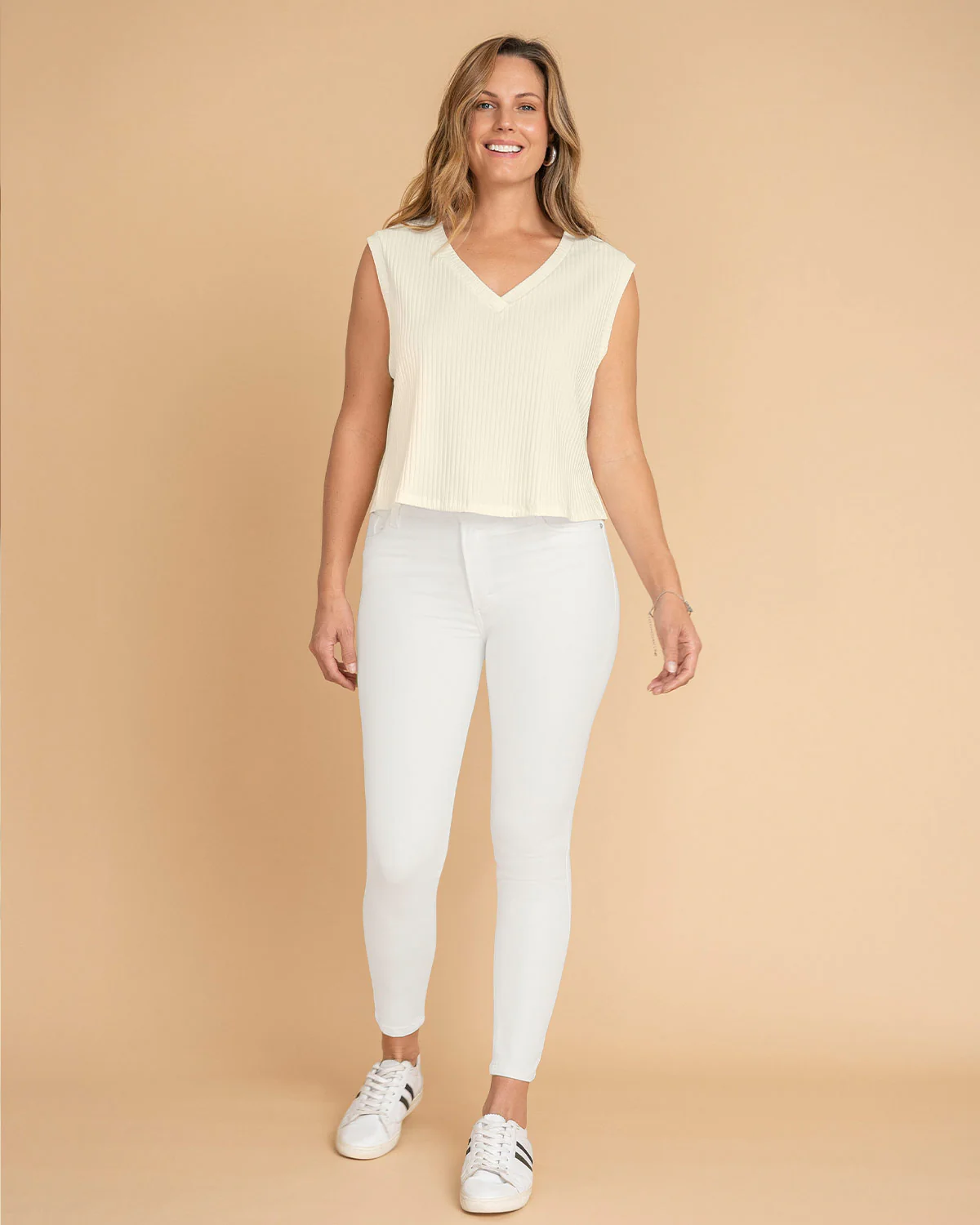 Chaleco manga sisa con escote en V - Image 3