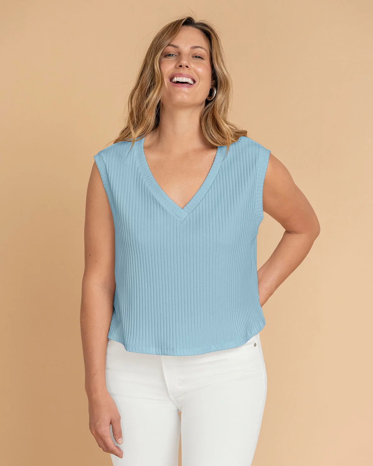 Chaleco manga sisa con escote en V - Image 5