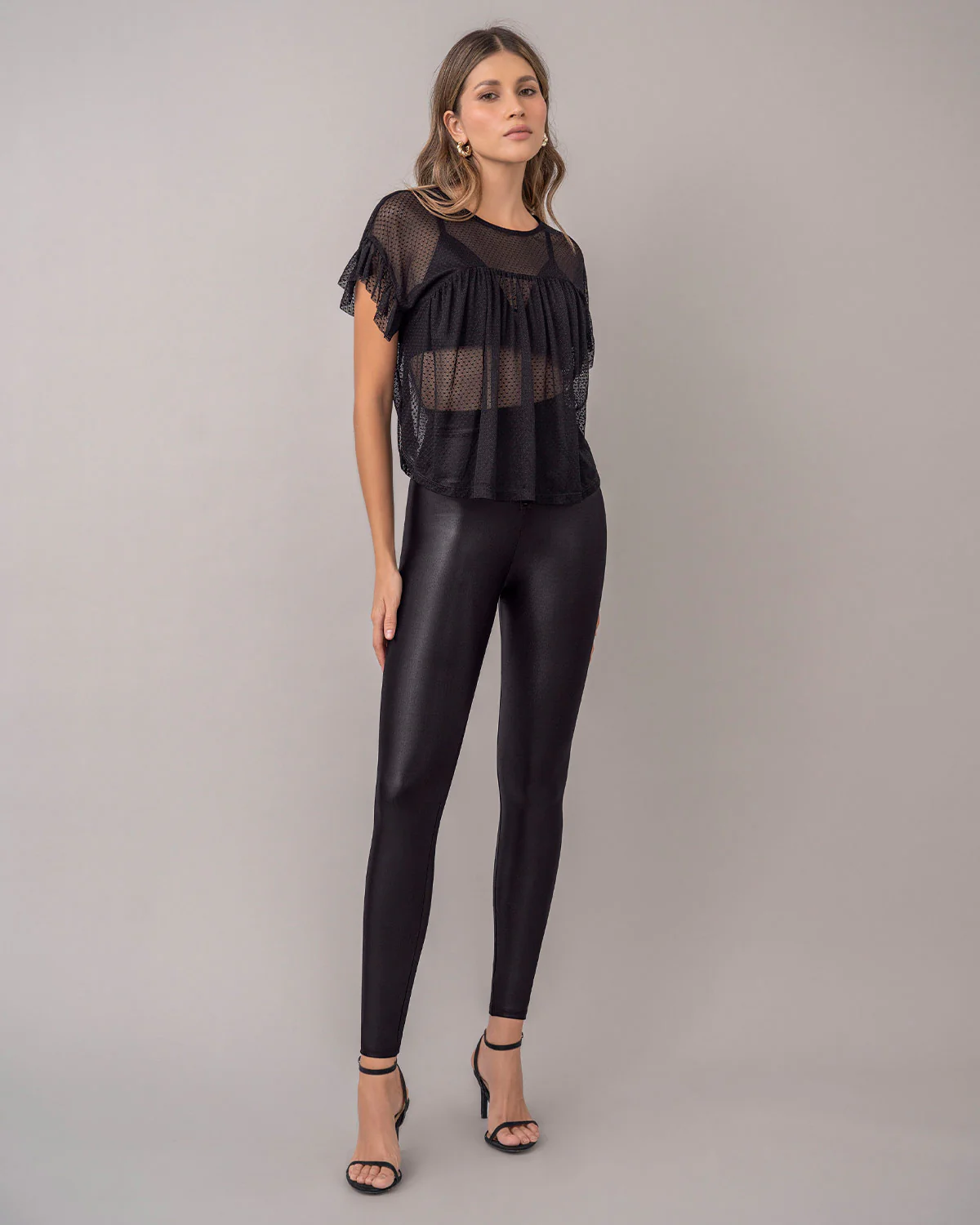 Legging con cierre de control en abdomen en imitación cuero - Image 4