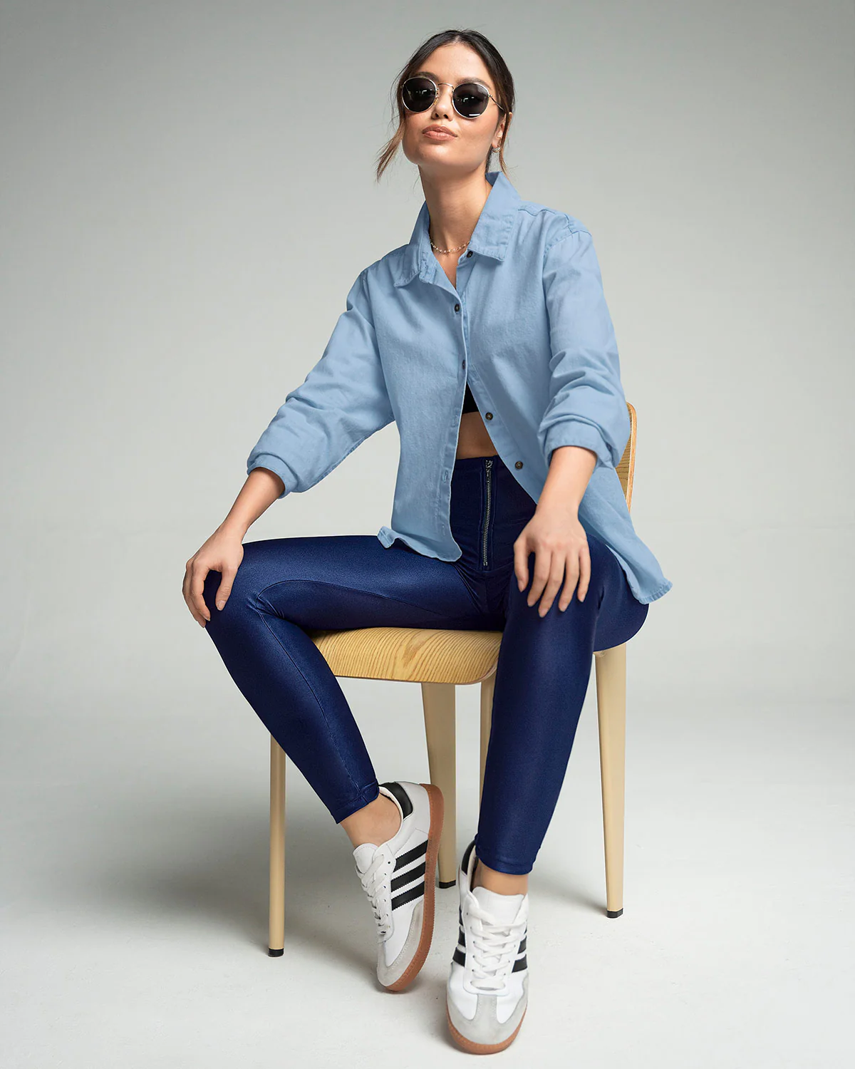 Legging con cierre de control en abdomen en imitación cuero - Image 8