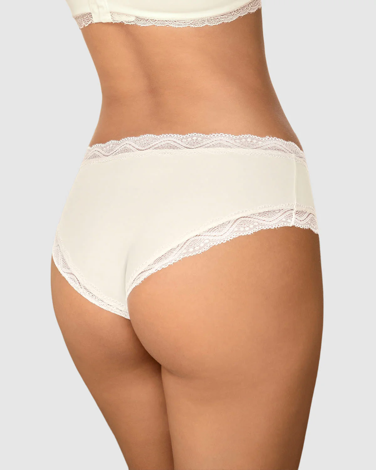 Panty hípster tiro medio en tela lisa y encaje - Image 5