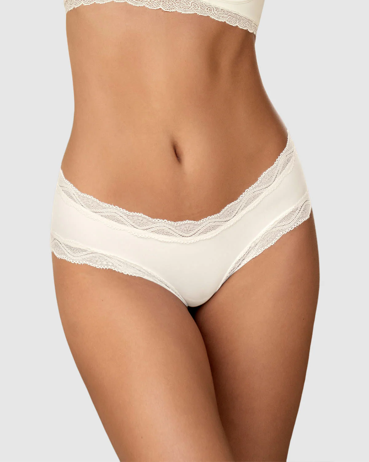 Panty hípster tiro medio en tela lisa y encaje - Image 6